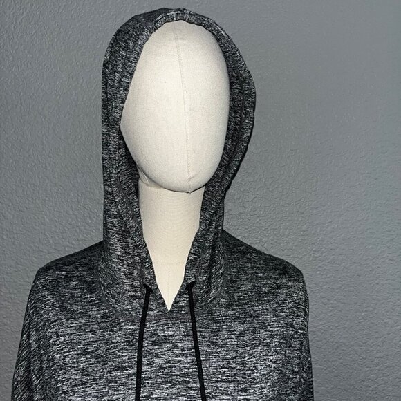 ATHLETA UPTEMPO Cropped Hoodie Sweatshirt Space Dye Black & White EUC Sz Small - Picture 2 of 8